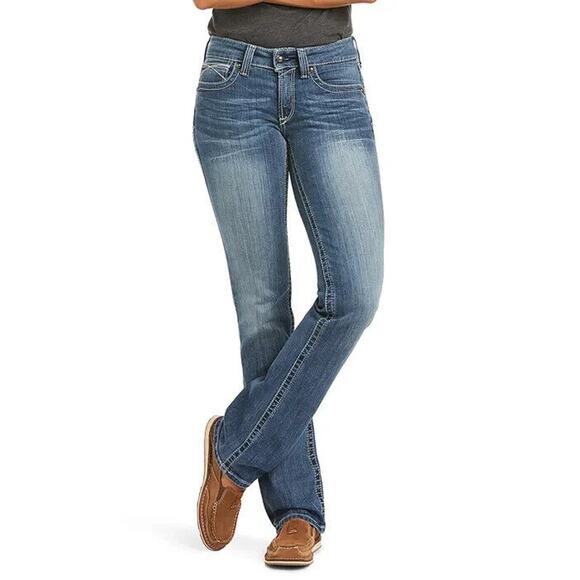Ariat R.E.A.L. Women's Straight Leg Jean Mid Rise Blue Denim Size 29 XL X-Long - Picture 3 of 10